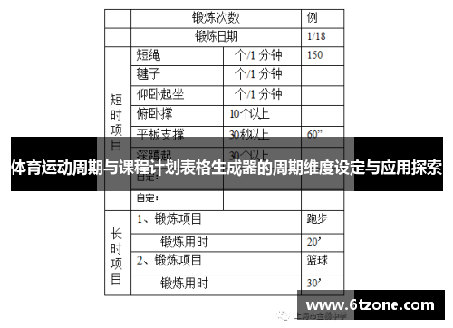 体育运动周期与课程计划表格生成器的周期维度设定与应用探索